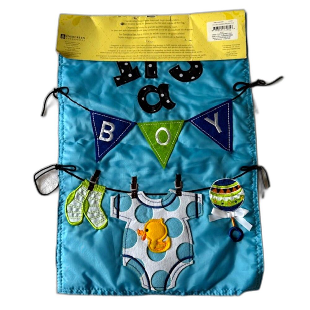 Evergreen It’s a Boy Garden Flag Blue Baby Announcement Yard Decor 12.5x18 New
